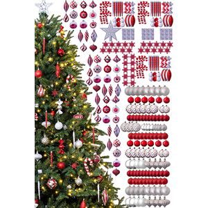 Off 52% The 288pc Red & Silver Full Heavy ... Christmas Tree World
